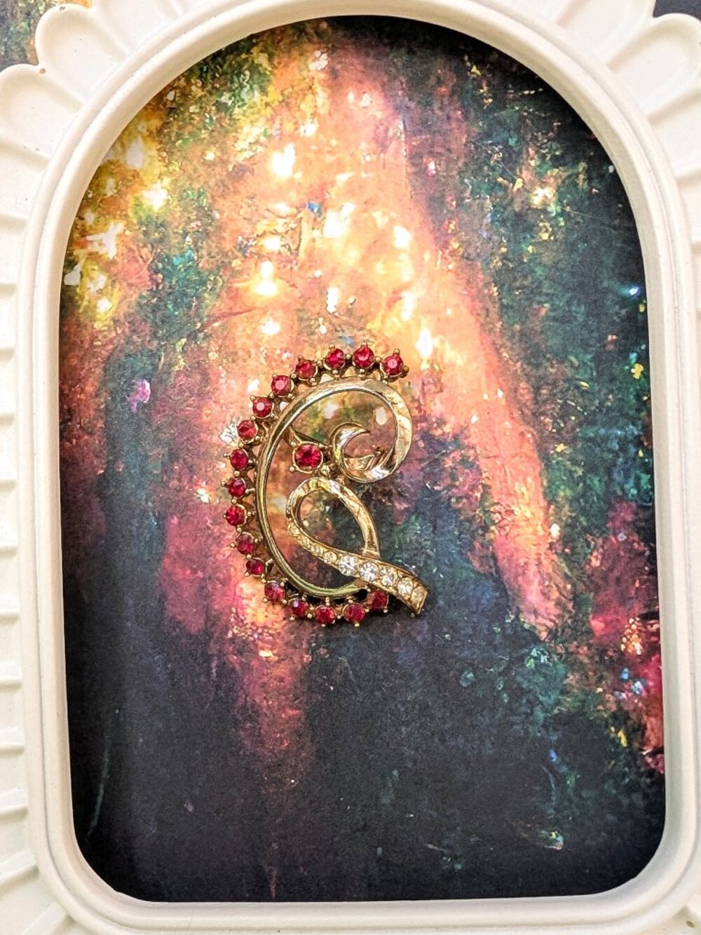 Vintage Coro Pegasus Pat. Pending Brooch, C Script, gold tone with rhinestones